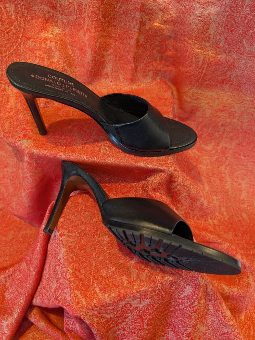 Donald J. Pliner Black High-Heeled Mules - Picture 2 of 4